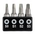 Screwdriver Bit Set Square Recess 4pce 25mm Sq0.1.2.3